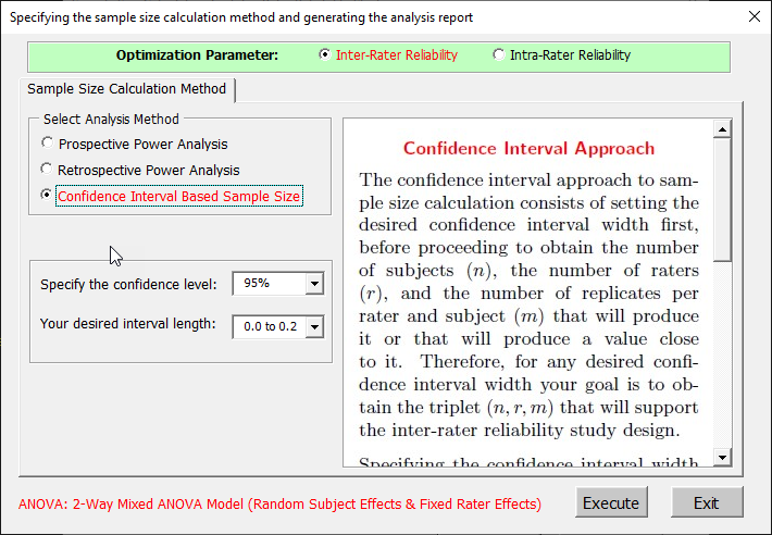 intraclass correlation sample size calculation with AgreeStat360