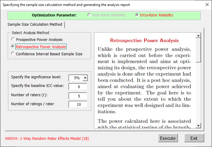 intraclass correaltion sample size determination under the one-way random rater effects model